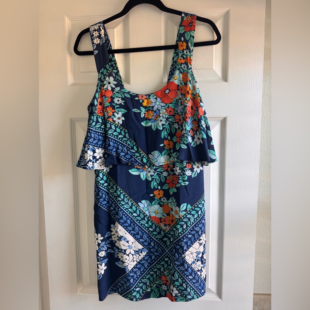 Maeve Floral Dress - Navy and Orange